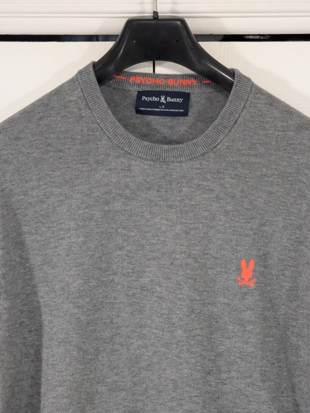 Psycho Bunny Fine Cotton and Merino Grey Crewneck Sweater